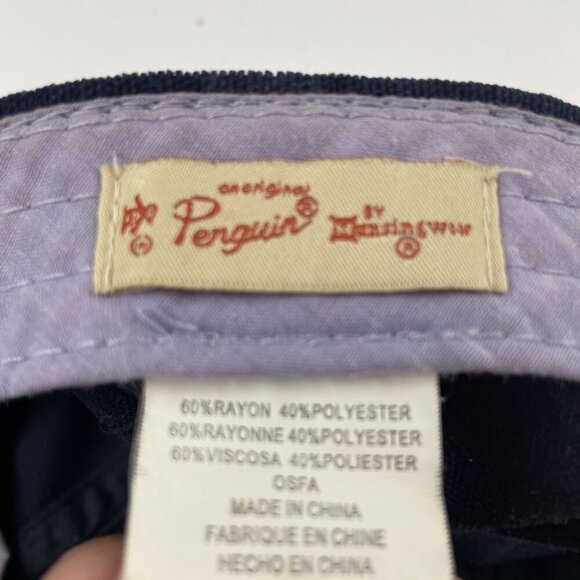 Penguin By Munsingwear Hat Cap Suede Feel Strapback Embroidered Logo Poly Blend - Picture 9 of 9